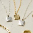 Engravable Square Pendant Necklace 18ct Gold Plate Fashion