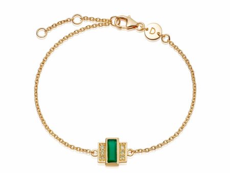 Beloved Green Onyx Baguette Bracelet 18ct Gold Plate Cheap