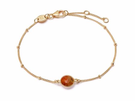 Red Coral Healing Stone Bobble Bracelet 18ct Gold Plate Hot on Sale