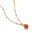 Red Coral Healing Stone Necklace 18ct Gold Plate Cheap