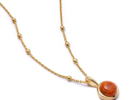 Red Coral Healing Stone Necklace 18ct Gold Plate Cheap