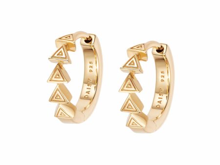 Triangle Huggie Hoop Earrings 18ct Gold Plate For Discount