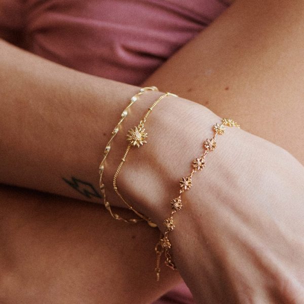 English Daisy Drop Bobble Bracelet 18ct Gold Plate Discount