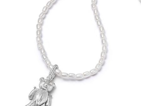 Shrimps Teddy Bear Pearl Necklace Sterling Silver Online now