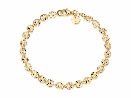 Textured Sunburst Chain Bracelet 18ct Gold Plate Hot on Sale