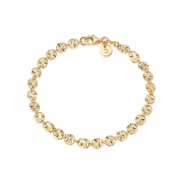 Textured Sunburst Chain Bracelet 18ct Gold Plate Hot on Sale