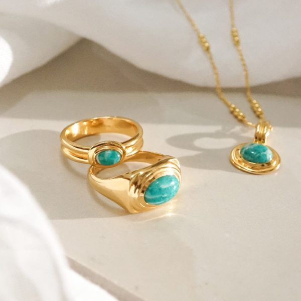 Amazonite Ring 18ct Gold Plate Fashion