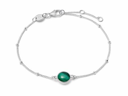 Malachite Healing Stone Bobble Bracelet Sterling Silver For Sale