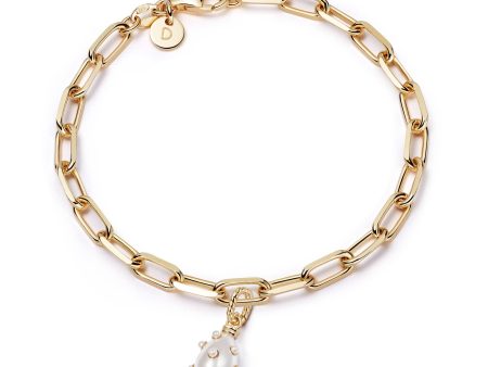 Shrimps Pearl Charm Bracelet 18ct Gold Plate on Sale