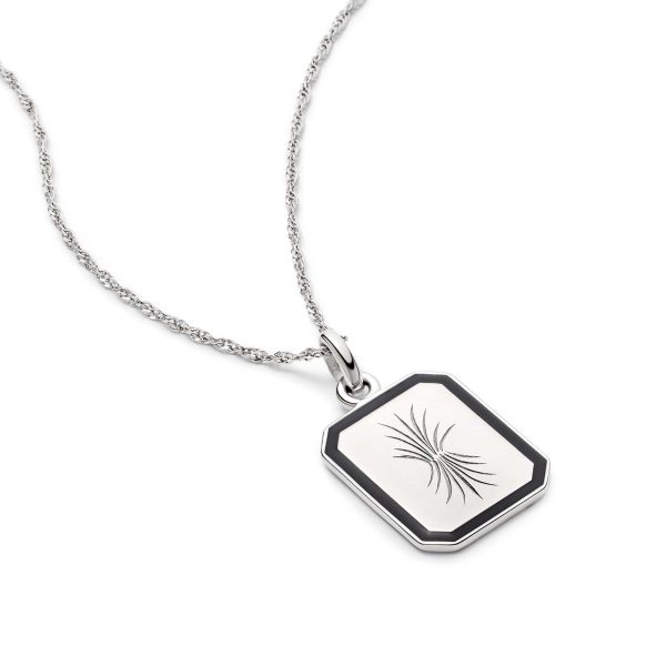 Bold Engraved Enamel Necklace Sterling Silver Online now