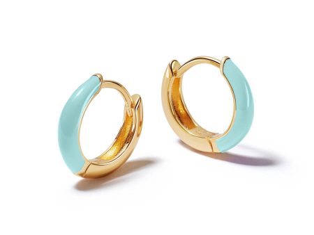 Turquoise Huggie Hoop Earrings 18ct Gold Plate Online Sale