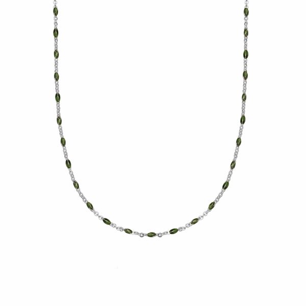 Treasures Green Beaded Necklace Sterling Silver Sale