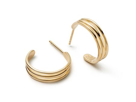 Triple Wave Hoop Earrings 18ct Gold Plate on Sale