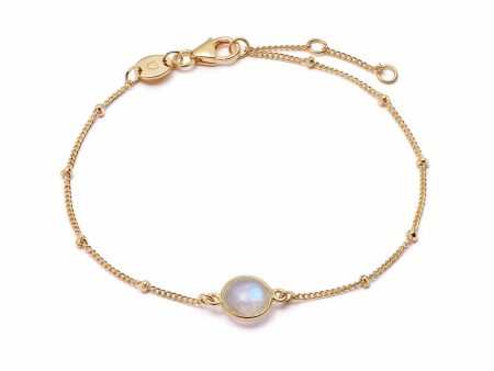 Rainbow Moonstone Healing Stone Bobble Bracelet 18ct Gold Plate Online now