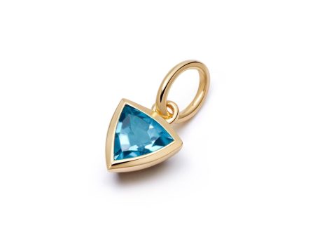 Blue Topaz December Birthstone Charm Pendant 18ct Gold Plate Discount