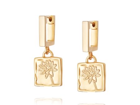 Water Lily Drop Earrings 18ct Gold Plate Cheap