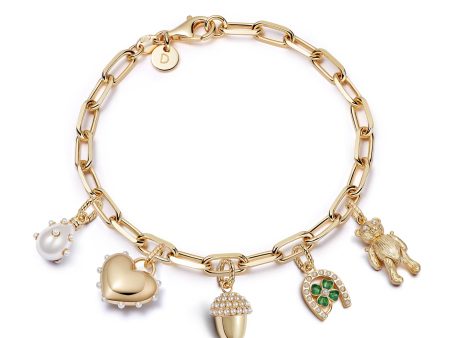 Shrimps Charm Bracelet 18ct Gold Plate For Cheap