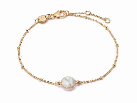 Howlite Healing Stone Bobble Bracelet 18ct Gold Plate Fashion