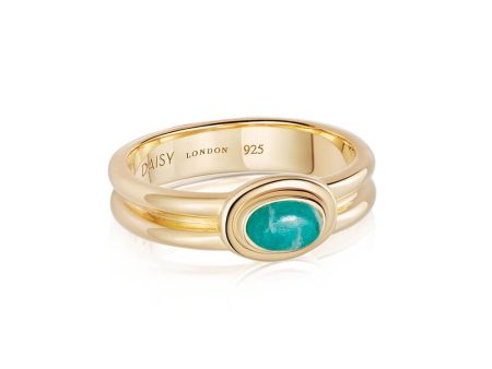 Amazonite Ring 18ct Gold Plate Fashion