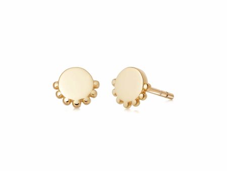 Beaded Disc Stud Earrings 18Ct Gold Plate Supply