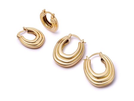 Polly Sayer Ridge Hoop Earring Stack 18ct Gold Plate Supply