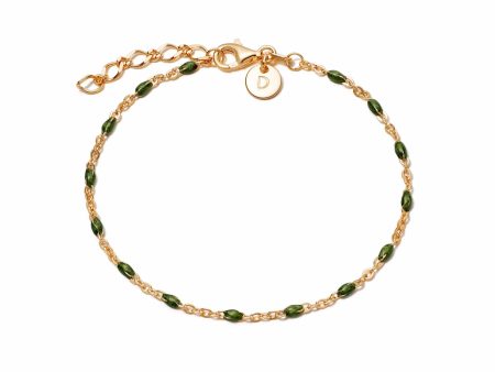 Treasures Green Beaded Bracelet 18ct Gold Plate Fashion