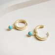 Turquoise Healing Huggie Hoop Earrings 18ct Gold Plate For Sale