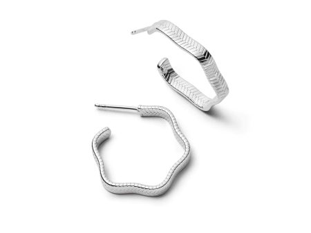 Wavy Snake Hoop Earrings Sterling Silver Online now