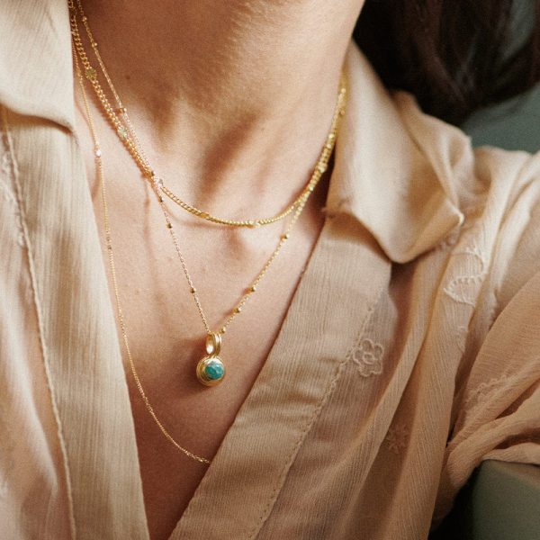 Amazonite Pendant Necklace 18ct Gold Plate Sale