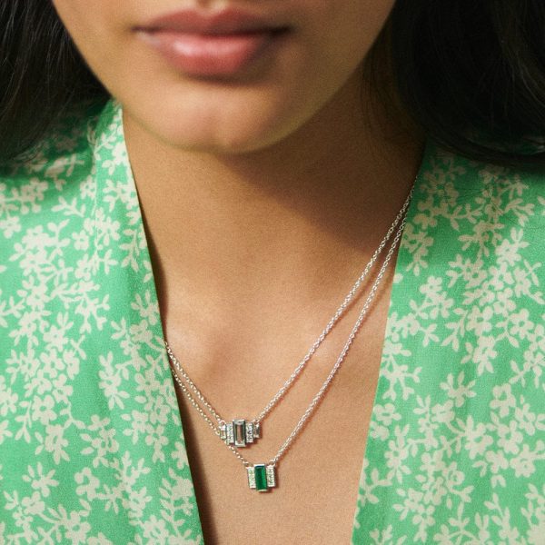 Beloved Green Onyx Baguette Necklace Sterling Silver For Cheap