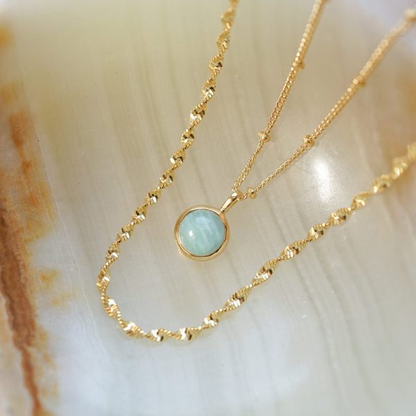 Amazonite Necklace Layering Set 18ct Gold Plate Online Hot Sale