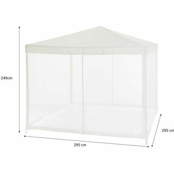 Gazebo 140 Steel 100 % polyester 3 x 3 m White For Cheap