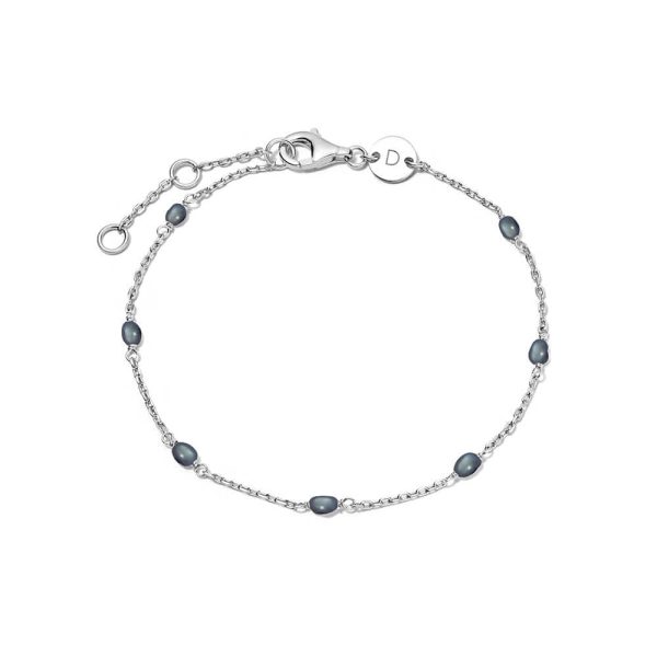 Black Seed Pearl Chain Bracelet Sterling Silver For Cheap