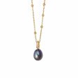 Black Pearl Pendant Necklace 18ct Gold Plate Hot on Sale