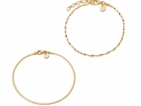 Twisted Chain Bracelet Stack 18ct Gold Plate Online now