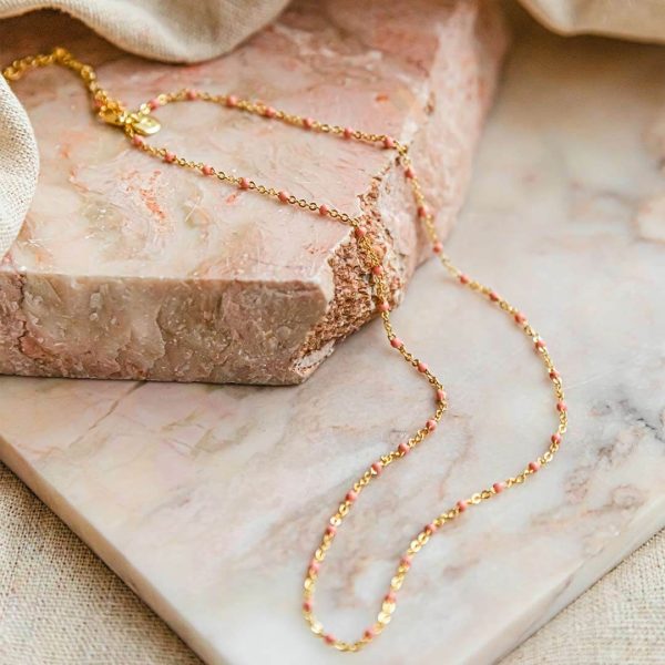 Treasures Pink Beaded Necklace 18ct Gold Plate Fashion