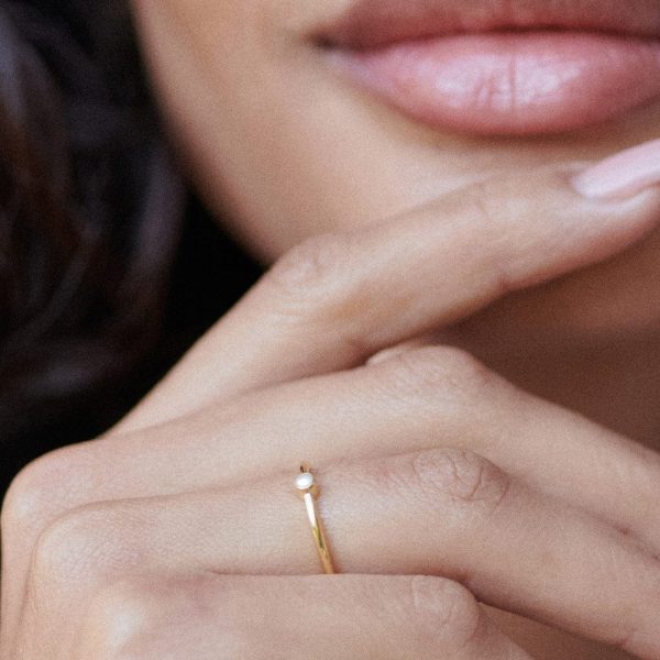 Pearl Healing Stone Ring 18ct Gold Plate Discount