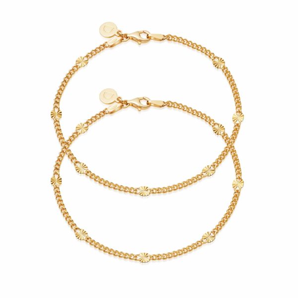 Sunburst Friendship Bracelet Stack 18ct Gold Plate For Cheap