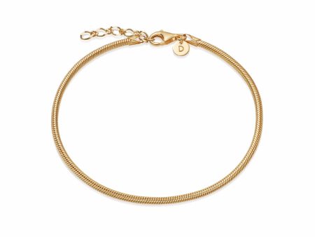 Round Snake Chain Bracelet 18ct Gold Plate For Discount