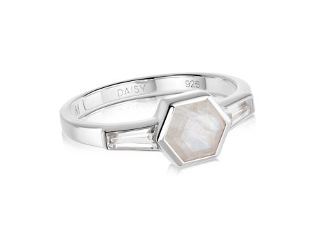 Beloved Moonstone Hexagon Ring Sterling Silver Discount