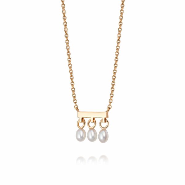 Treasures Seed Pearl Trio Necklace 18ct Gold Plate on Sale