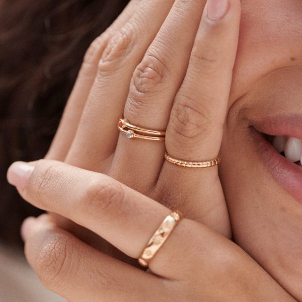 Red Coral Healing Stone Ring 18ct Gold Plate Hot on Sale