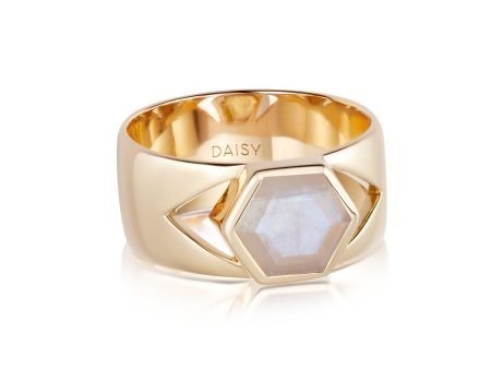 Beloved Bold Moonstone Band Ring 18ct Gold Plate Online