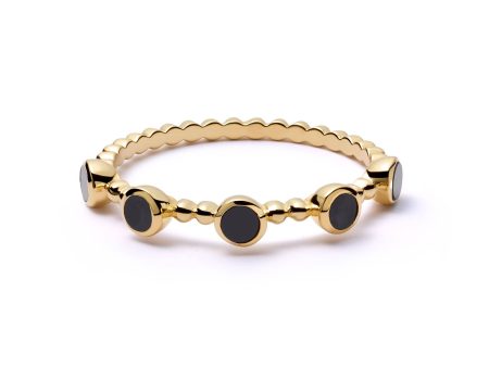 Polly Sayer Black Onyx Bobble Ring 18ct Gold Plate For Cheap