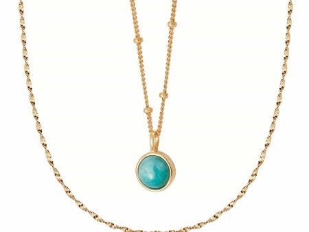 Amazonite Necklace Layering Set 18ct Gold Plate Online Hot Sale