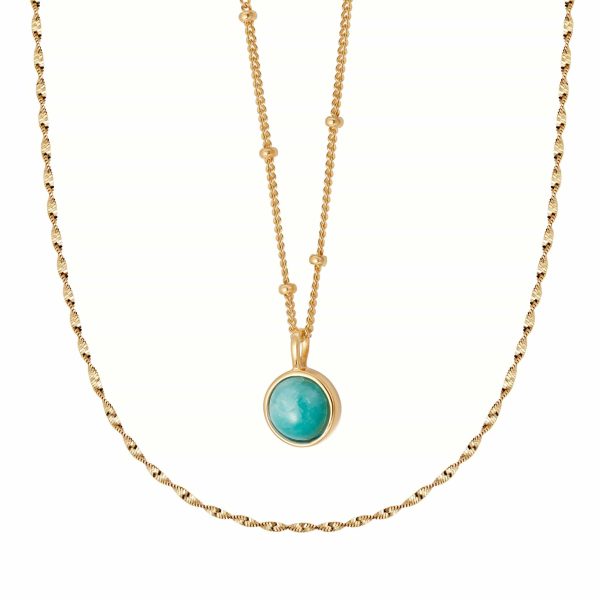 Amazonite Necklace Layering Set 18ct Gold Plate Online Hot Sale