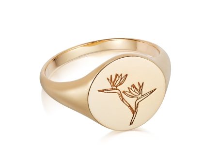 Bird Of Paradise Signet Ring 18ct Gold Plate Online Sale