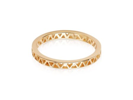 Triangle Stamped Stacking Ring 18ct Gold Plate For Sale