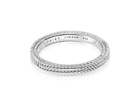 Double Rope Stacking Ring Sterling Silver For Sale