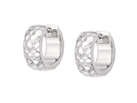 Bold Honeycomb Huggie Hoop Earrings Sterling Silver Online Hot Sale